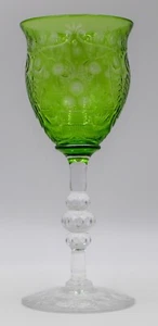 Webb Green Rock Crystal - All Over Engraved, Cut to Clear Wine Glass, Signed - Picture 1 of 7