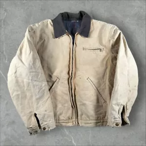Vintage Dickies Detroit Jacket Men Medium Tan Workwear Duck Canvas Blanket Lined - Picture 1 of 10
