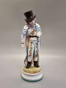 🌟Staffordshire Victorian Blue & White Jacket Gentleman Figurine, Stamped No.34 - Picture 1 of 12