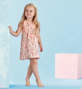 Mud Pie Little Girls Pink Smocked Ruffle Sleeve Circus Print Party Dress Size 4T - Picture 1 of 3