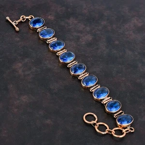 Pulsera ajustable de cuarzo tanzanita hecha a mano cobre étnico regalo joyería 6,0" - Imagen 1 de 6