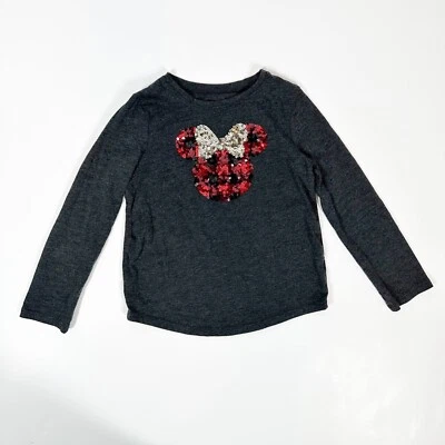 девочки Disney красный черный серебряный блестками Минни-Маус серый верхний рубашка размер 6 - Изображение 1 из 4