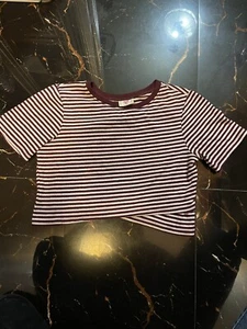 womans H.I.P Crop Top Bordo & White size XL( fit size M/L) - Picture 1 of 6