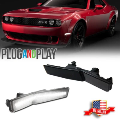 Luces de señalización LED delanteras blancas humo para Dodge Challenger SRT carrocería ancha 18-22 Foto 1 de 4