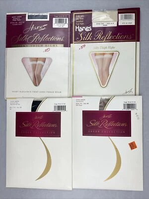 Lote de 4 Pantimedias Hanes De Colección Talla AB Sandalia Muslo Alto Perla Azul Marino Jet Taupe Foto 1 de 4