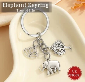 Elephant Life Of Tree Key Chain Key Ring Keyring Bag Charm Gift Idea UK - Picture 1 of 2