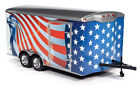 Four Wheel Enclosed Car Trailer W/American Flag Graphics 1:18 Autoworld Amm1266