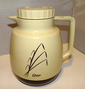 Oster Thermo Insulated Pitcher 2 Quart Coffee Carafe Thermal Beige Brown MCM - Picture 1 of 12