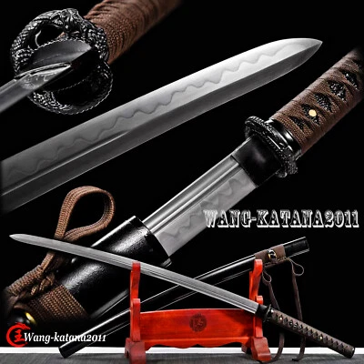Double Edged Clay Tempered T10 Steel Katana Unokubitsukuri Sharp Japanese Sword - image 1 of 4