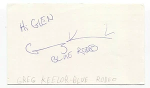 Blue Rodeo - Scheda indice 3x5 firmata Greg Keelor firma autografata - Foto 1 di 2