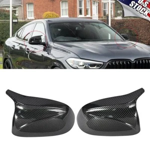 2X Stand Style Side Mirror Cover Cap Carbon Black For BMW X3 X4 X5 X6 X7 G05 G07 - Picture 1 of 16