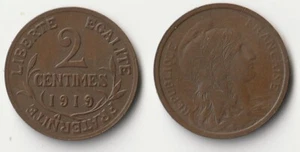 1919 France 2 centimes coin - Picture 1 of 1