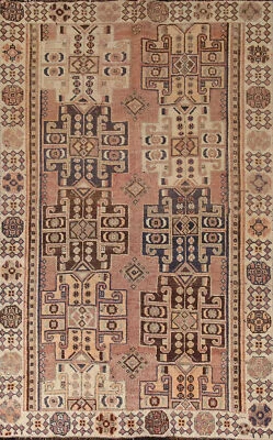 Старинный шерстяной ковер лори с геометрическим узором 4x7 шерстяной племенной ковер ручной вязки - Изображение 1 из 4