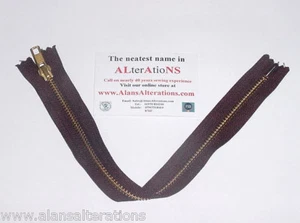 15" #5 Brass Toothed Closed End Zip in BROWN - Picture 1 of 1