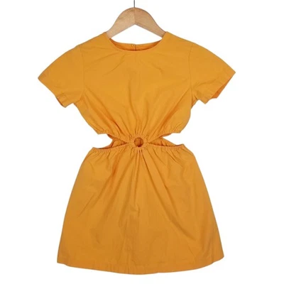 Zara Little Girls Short Sleeve Cut Out Dress Goldenrod Yellow Size 7 - Image 1 of 4