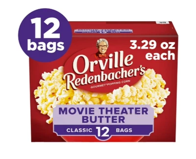 Orville Redenbacher's микроволновый попкорн, масляный вкус, 3,29 унц. , 12 штук - Изображение 1 из 4