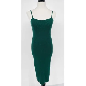 Vestido sin mangas suéter acanalado largo midi Banana Republic talla XS verde ceñido al cuerpo - Imagen 1 de 8