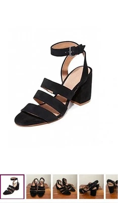 Sandalias Madewell Tacones 7.5 Triple Correa Gamuza G8062 Negro Verdadero Foto 1 de 4