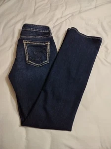 SILVER JEANS Avery Damen 28x33 Slim Boot Cut Mid-Rise Dark Wash Distressed - Bild 1 von 6