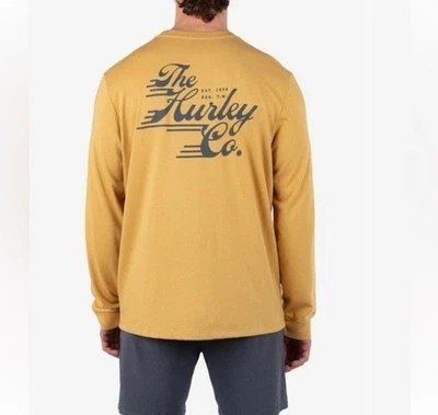 Camiseta Hurley Built Manga Larga Relajada, Nueva Con Etiquetas, Grande, Amarilla/Mostaza Foto 1 de 4