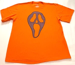 T-shirt vintage Halloween 3D faccia da urlo arancione taglia adulto grandi maniche corte - Foto 1 di 7
