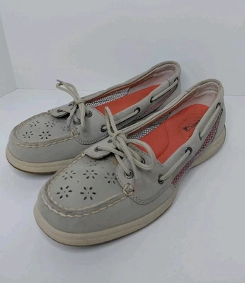 Zapatos de barco Sperry Top Sider para mujer 8 M zapatos sin cordones de cuero gris con flores recortadas Foto 1 de 4