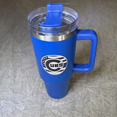 40 oz Tumbler with Handle Chicago Cubs Logo Stainless Insulated Thin BlueLine - Image 1 of 4