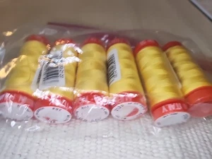 New - SEWING THREAD LOT- 6 Small Spools-Aurifil Cotton 50wt Canary #2120 - Picture 1 of 2
