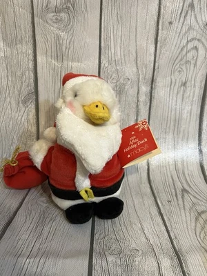 Aflac Holiday Santa Duck 毛绒玩具 会说话 2006 全新带标签 — 第 1/4 张图片