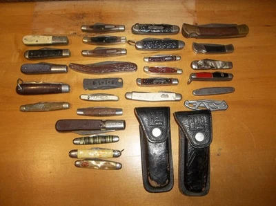 Lote de piezas o reparación de cuchillos de bolsillo vintage, temporizador antiguo, G-96, imperial, varios EE. UU. Foto 1 de 4