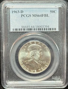 Moneda de medio dólar Franklin FBL PCGS MS 64-1963 D - 394 - Imagen 1 de 2