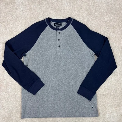 Camisa Henley Sastre Vintage Para Hombres Manga Larga Gris Azul Marino Airotec Talla M Nueva con Etiquetas Foto 1 de 4