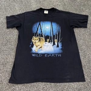 Camicia Vintage Tennessee River Wild Earth Wolf Pack Nera Punto Singolo USA L - Foto 1 di 10