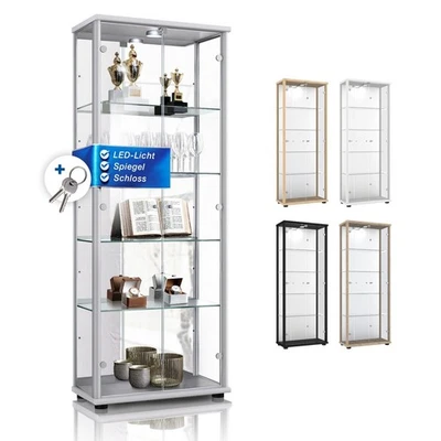 K-Möbel Vitrina de Cristal con Espejo, Cerradura y LED (176x67x33 cm)... - Imagen 1 de 4