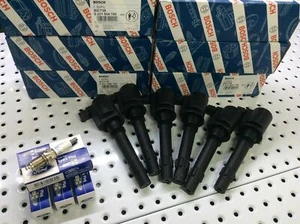 BOSCH IGNITION COILS + GENUINE FORD SPARK PLUGS X6. FALCON BA XR6 TURBO FPV - Picture 1 of 5