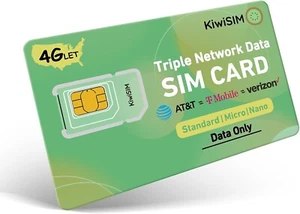 KiwiSIM Prepaid Data SIM Card Support for AT&T, T-Mobile and Verizon Network, US - Zdjęcie 1 z 3