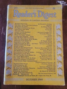 Reader's Digest October 1940 1st Boy Scout Wendell Willkie James E Rebecca West - Imagen 1 de 2