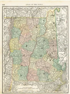 Mapas de Vermont/Nuevo Hampshire y Maine de 1886 Foto 1 de 2