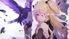 Anime blonde long hair gloves birds feathers green eyes Play Gaming Mat Desk