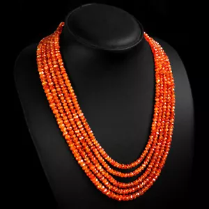COLLAR CUENTAS CORNALINA NARANJA NATURAL 5 HEBRAS 406,00 CTS RARO MÁS EXEBURENTO - Imagen 1 de 3