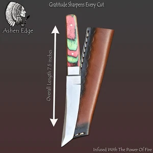 Ashen Edge Hot Item AUS-8 Steel Tanto Knife Hard Wood Collectible Steel Bolster - Picture 1 of 6