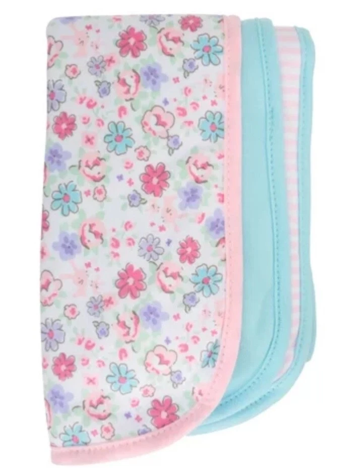 Paños de eructo forrados de felpa Gerber, bebé niña, flores, lisos, rayas, cantidad 3 Foto 1 de 1