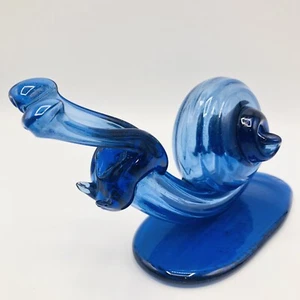 Vintage Snail Cobalt Blue Art Glass Shell Nautilus Handblown - Picture 1 of 9
