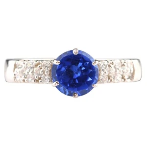 Anello 1,40 ct 100% naturale tanzanite blu diamante certificato IGI in oro bianco 14 kt - Foto 1 di 4