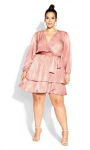 City Chic Dress Size 18 (M) Twisted Ruffle Dusty Peach NEW With Tag - Picture 1 of 4