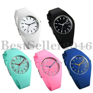 Fashion Jelly Silicone Strap Sport Quartz Analog Womens Girl Ladies Wrist Watch - Picture 1 of 16
