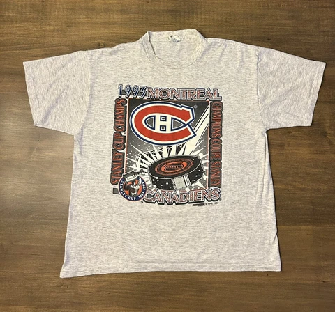 Vintage Montreal Canadiens 93 Stanley Cup Champs Single Stitch T-Shirt Large Cover