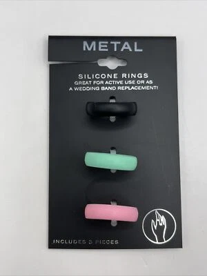 Pack de 3 anillos de silicona para mujer - negro, verde, rosa - totalmente nuevos Foto 1 de 3