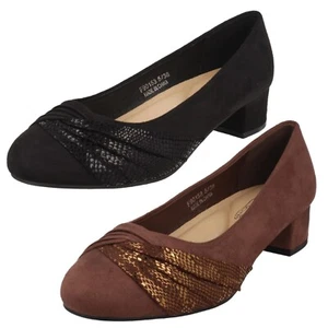 Donna Spot On Blocco Tacco Largo Fit Formale Raso Fiocco Décolleté 'F9r0153' - Foto 1 di 19