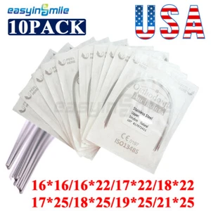 Easyinsmile Dental Stainless Arch Wires Rectangle Square 16*22-19*25 Upper/Lower - Picture 1 of 11